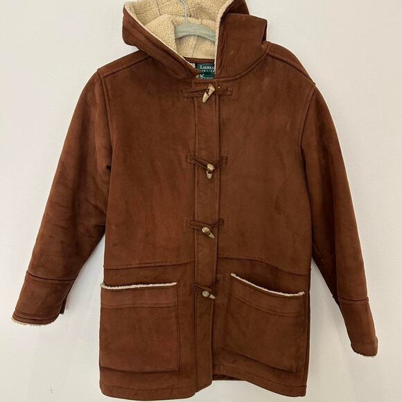 Ralph Lauren Brown faux suede sherpa jacket size S vintage - Picture 2 of 6